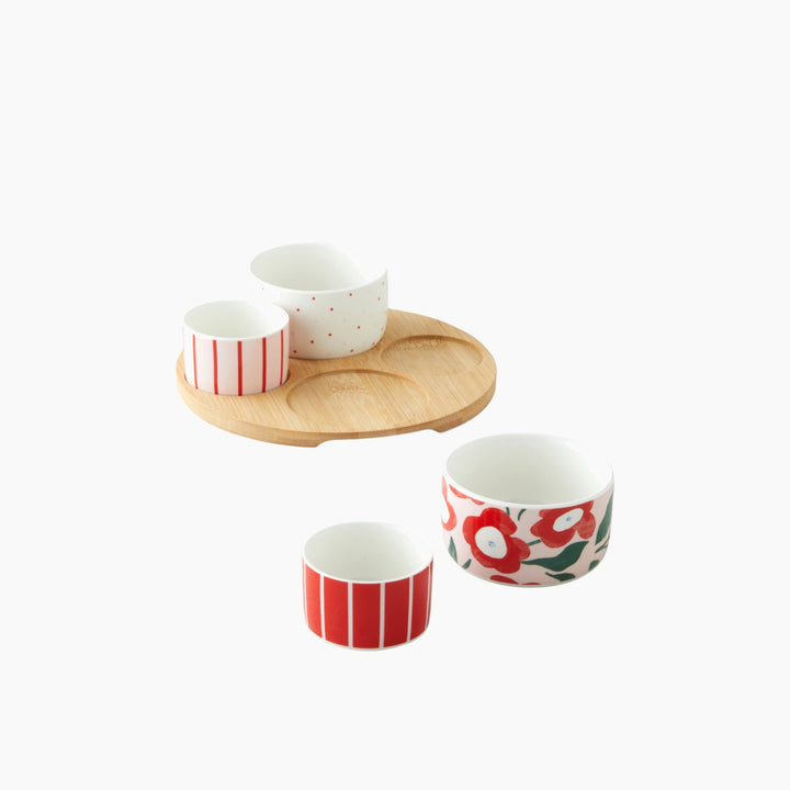 EH Garden Brighter Stoneware 5 Pieces Serving Ware 20 Cm Red - Pink
