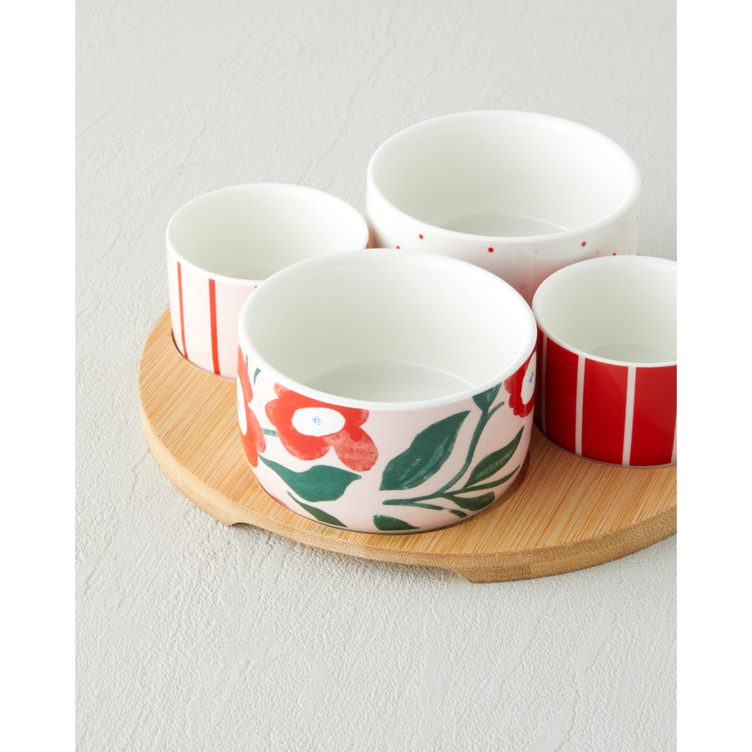 EH Garden Brighter Stoneware 5 Pieces Serving Ware 20 Cm Red - Pink