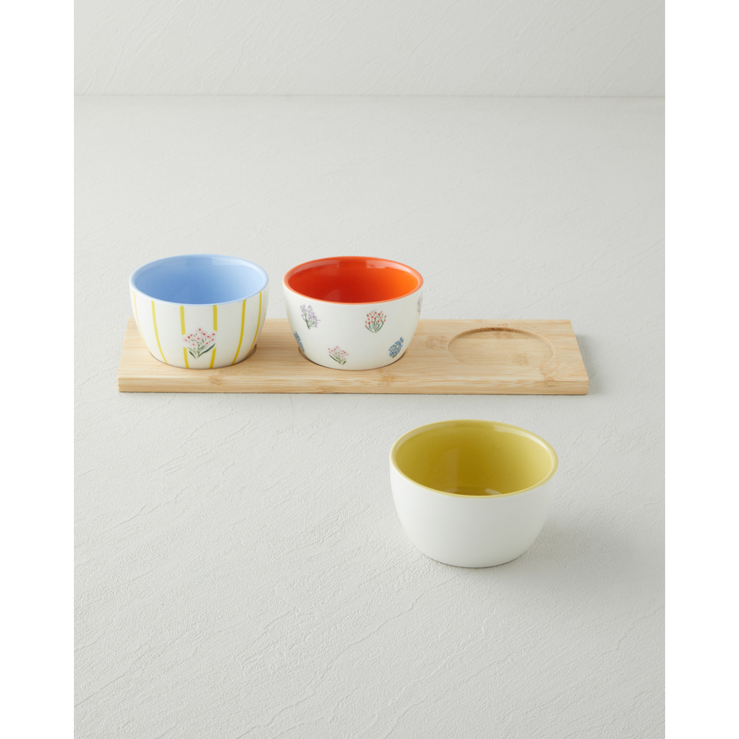 EH Garden Petals Stoneware 4 Pieces Serving Ware 9,5X5 Cm Colored