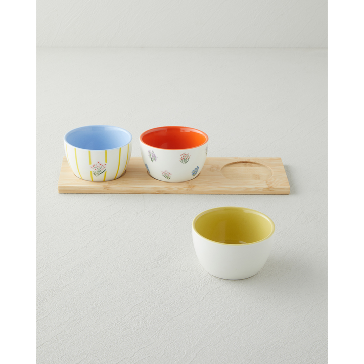 EH Garden Petals Stoneware 4 Pieces Serving Ware 9,5X5 Cm Colored