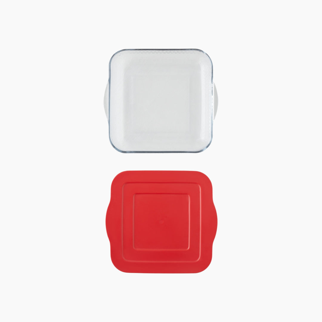 EH Bake&amp;Serve Glass Oval With Lid Oven Dish 24 X 35 Cm Red