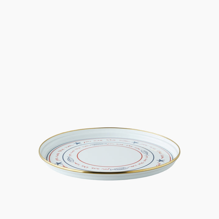 EH Seaside Enamel Tray 31 Cm White - Blue