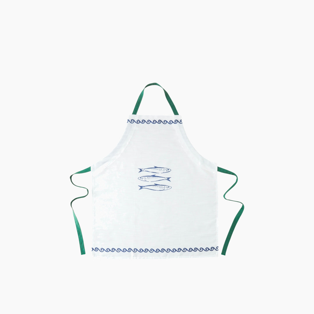 EH Maritime Melody Polyester Kitchen Apron - White/Green, 65 x 75cm