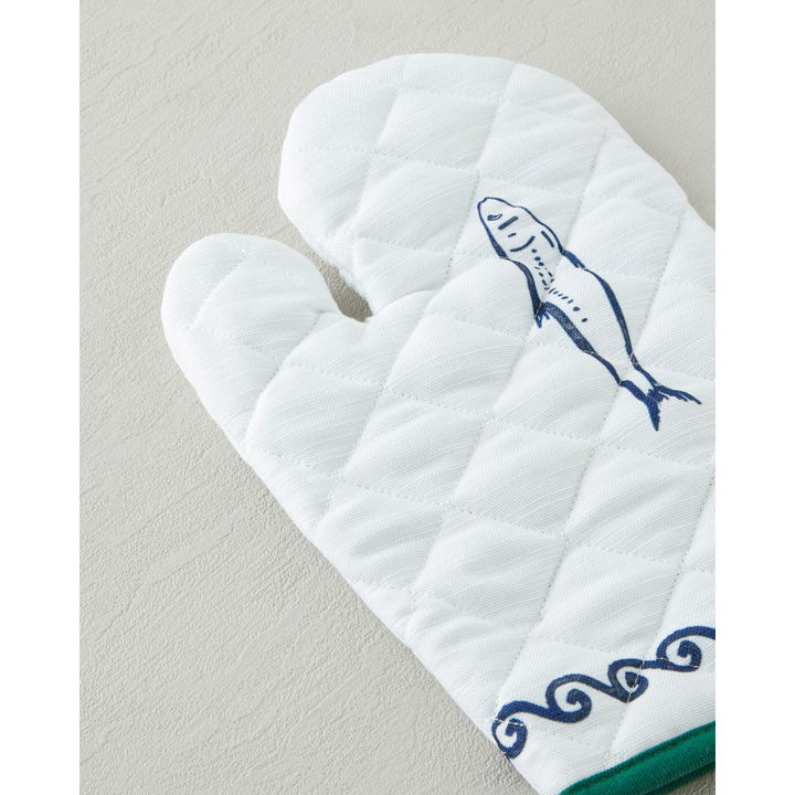 EH Maritime Melody Polyester 2-Piece Kitchen Set - White/Green, 17 x 30cm + 20 x 20cm