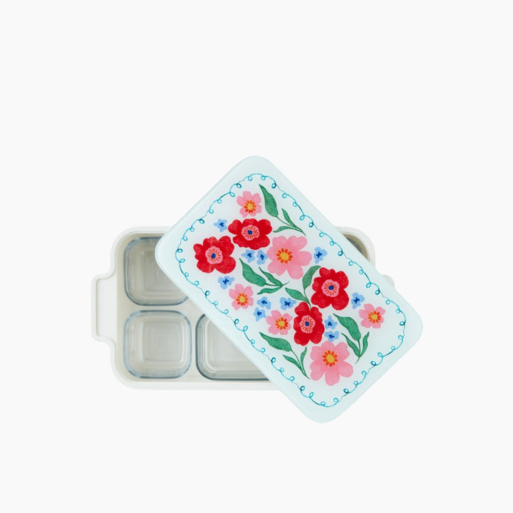 EH Bright Floral Melamine Breakfast Container with Glass Cover - 6-Piece, 39 x 21cm, Colored