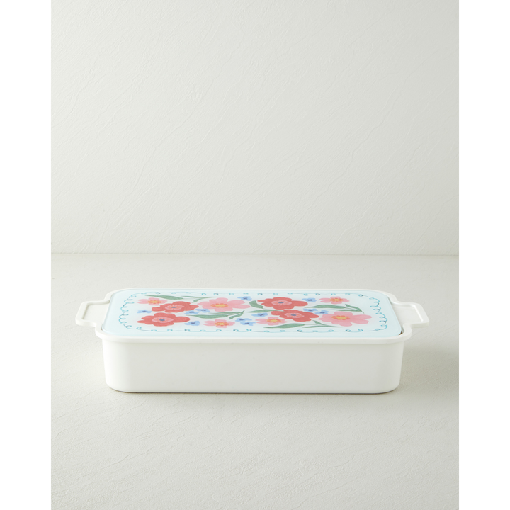 EH Bright Floral Melamine Breakfast Container with Glass Cover - 6-Piece, 39 x 21cm, Colored