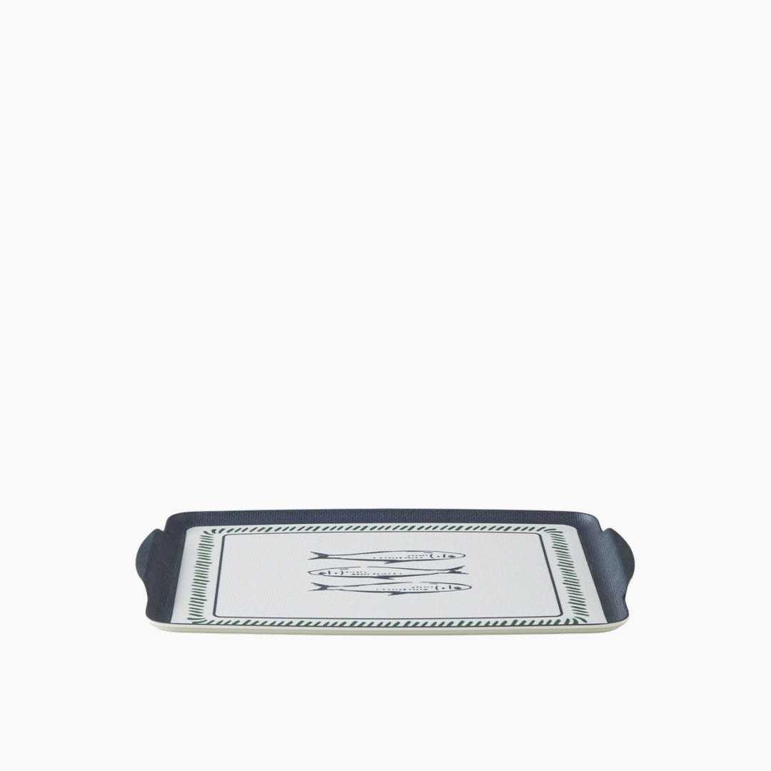 EH Maritime Melody Melamine Anti-Slip Tray 25 X 38 Cm White - Navy Blue