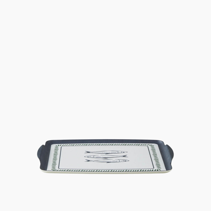 EH Maritime Melody Melamine Anti-Slip Tray 25 X 38 Cm White - Navy Blue