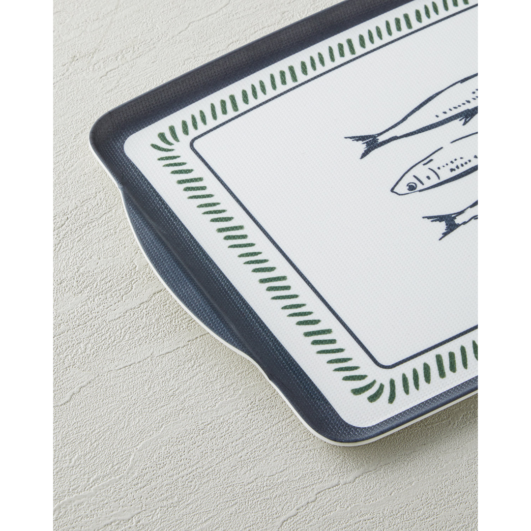 EH Maritime Melody Melamine Anti-Slip Tray 25 X 38 Cm White - Navy Blue