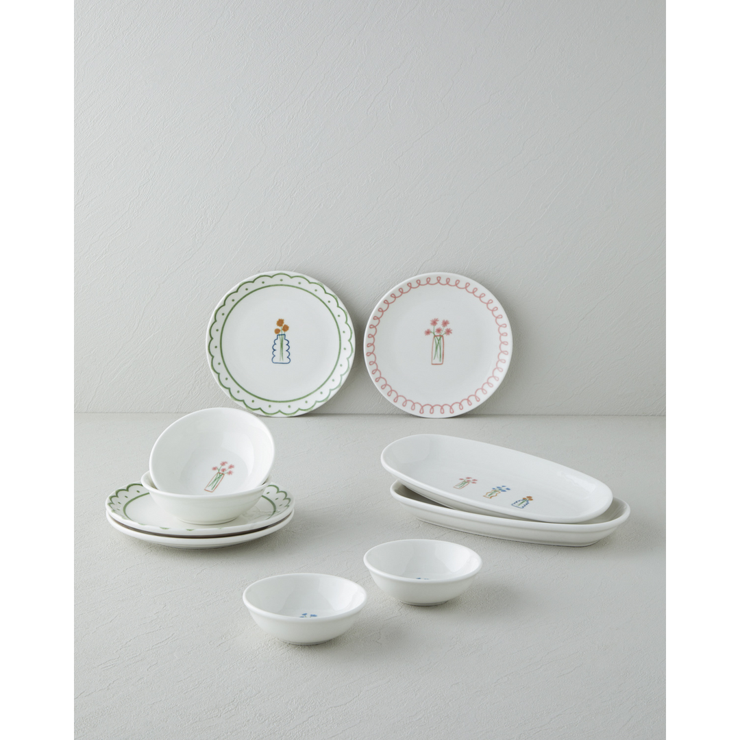 EH Violet Porcelain Breakfast Set 10 Pieces 4 Servings Colored