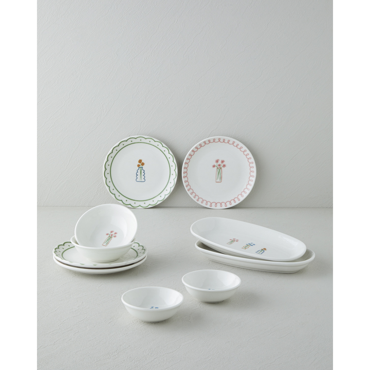 EH Violet Porcelain Breakfast Set 10 Pieces 4 Servings Colored