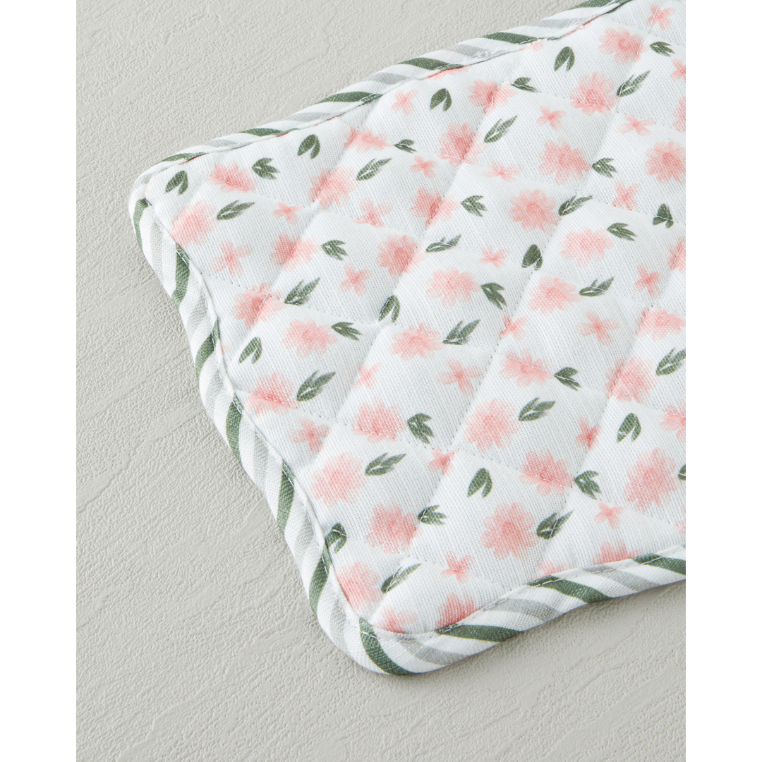 EH Petal Dreams Polyester 2-Piece Kitchen Set  White-Pink