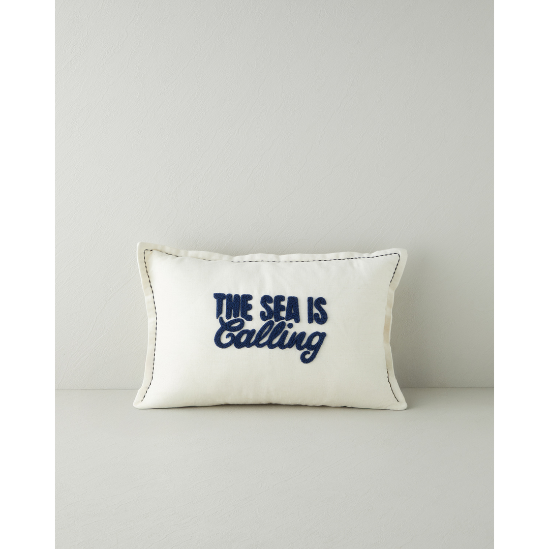 EH The Sea Is Calling Stuffed Cushion  Navy Blue - Beige
