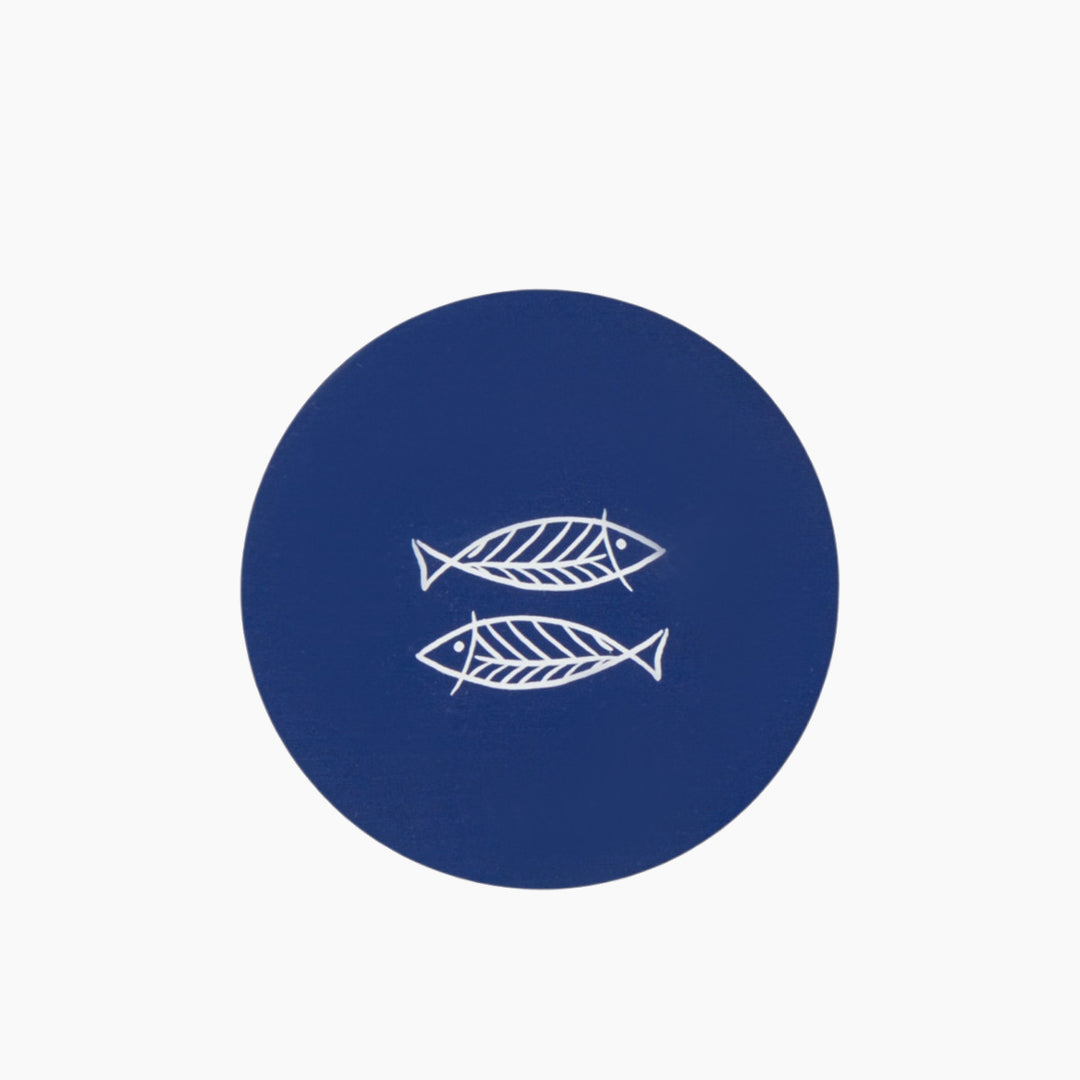 EH Blue Depth Wooden 6 Pcs Coaster 9.5 Cm Blue - Green