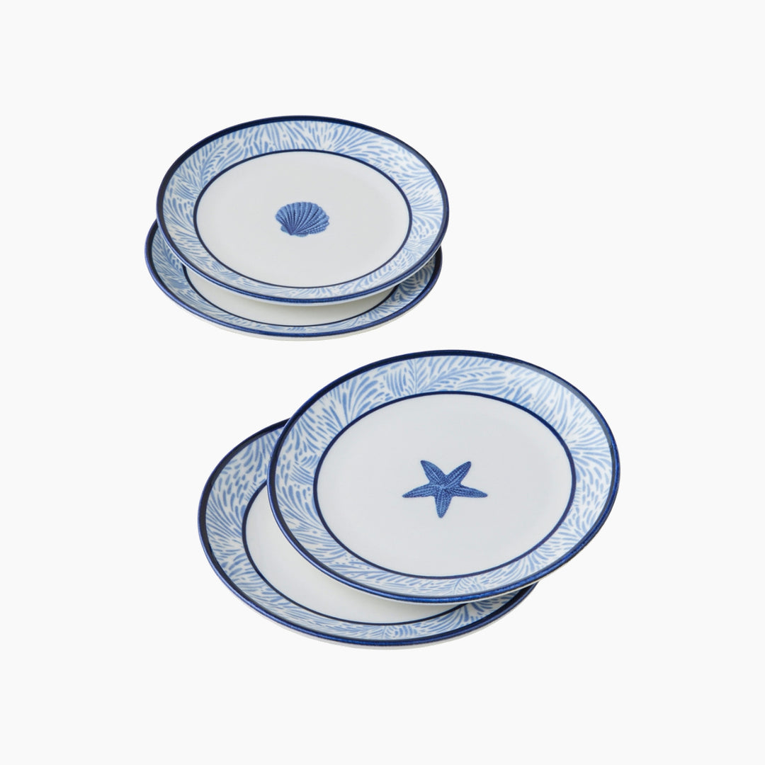 EH Shellwave Porcelain 4 Pcs Cake Set 19 Cm Navy Blue - White