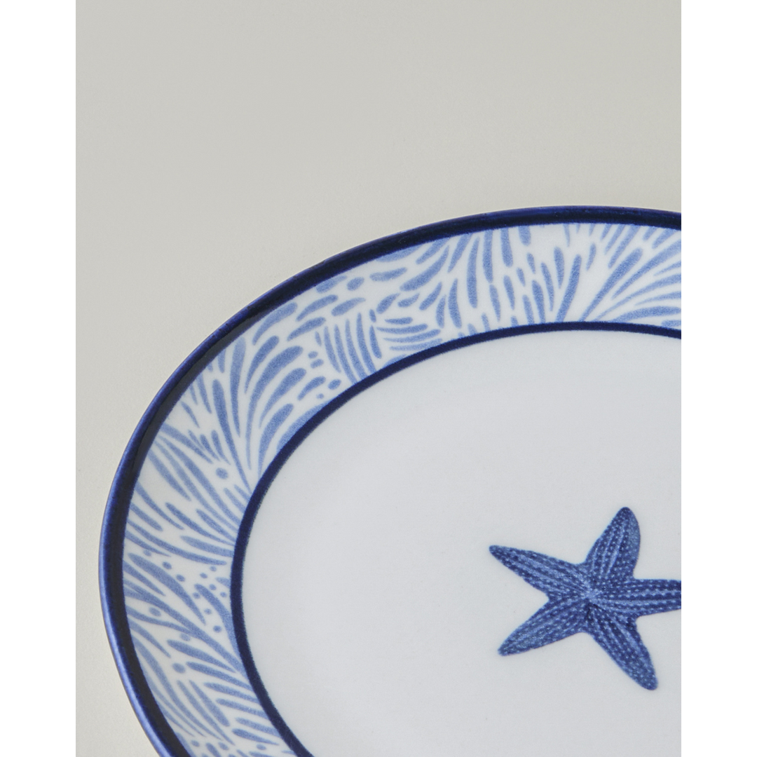 EH Shellwave Porcelain 4 Pcs Cake Set 19 Cm Navy Blue - White