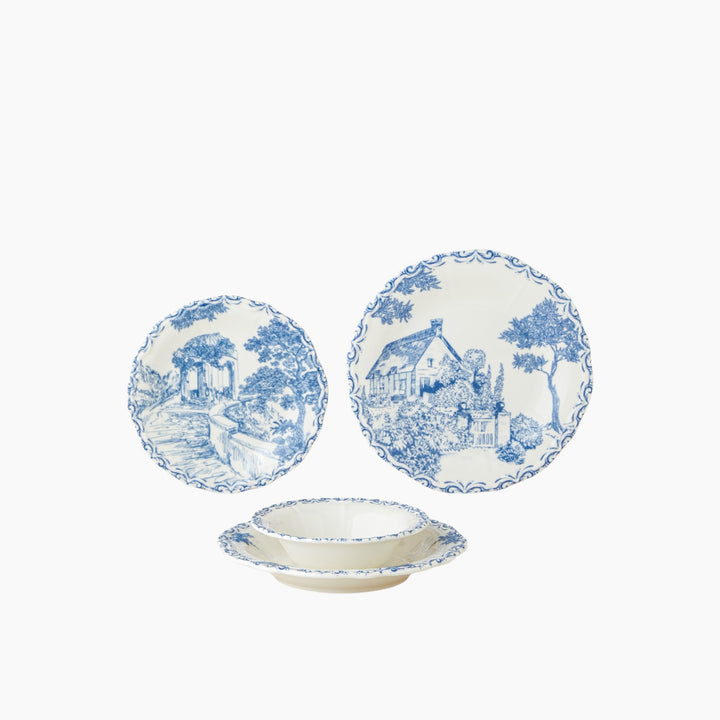 EH Porcelain Table Set 24 Pieces, 6 Servings Blue