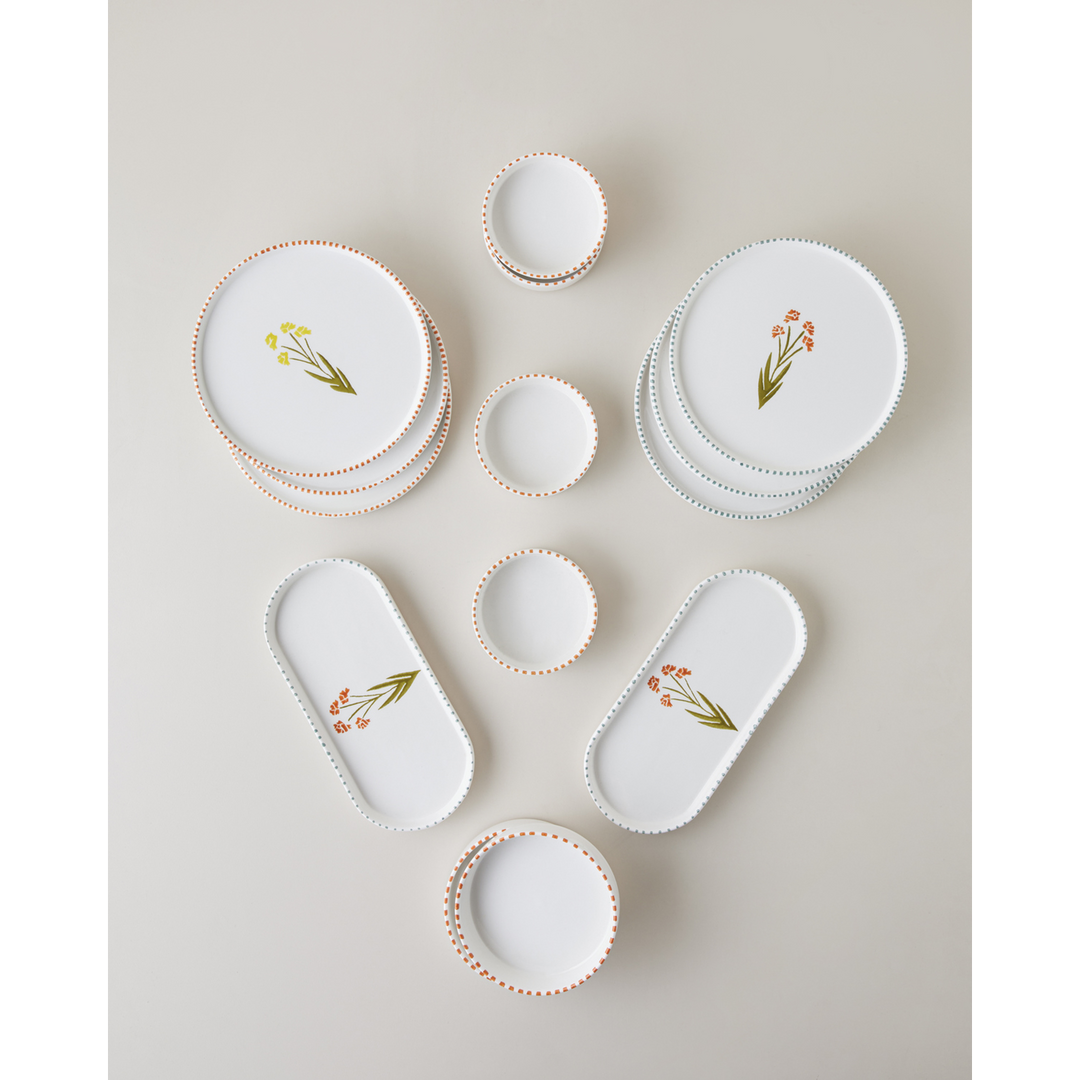 EH Living Point Ceramic Breakfast Set 14 Pieces 6 Servings Colored