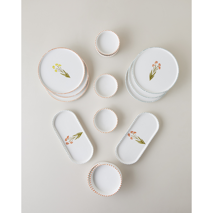 EH Living Point Ceramic Breakfast Set 14 Pieces 6 Servings Colored