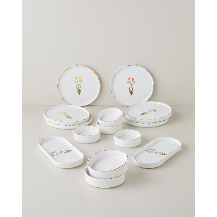 EH Living Point Ceramic Breakfast Set 14 Pieces 6 Servings Colored