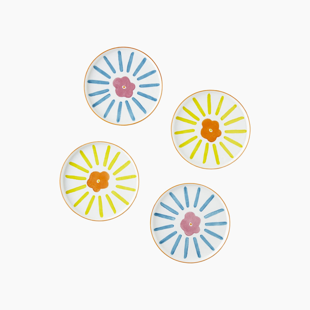 EH Living Sunflowers Ceramic 4 Pcs Cake Set 20 Cm Colored