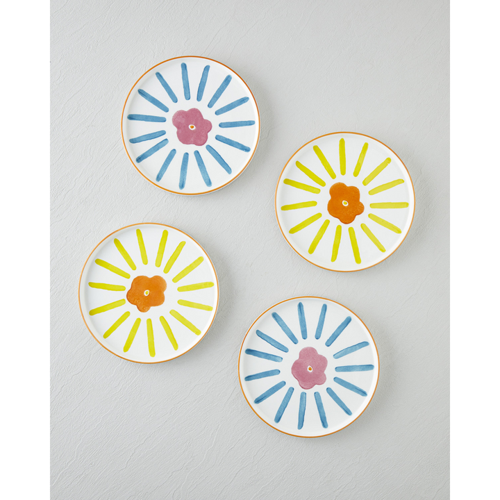 EH Living Sunflowers Ceramic 4 Pcs Cake Set 20 Cm Colored