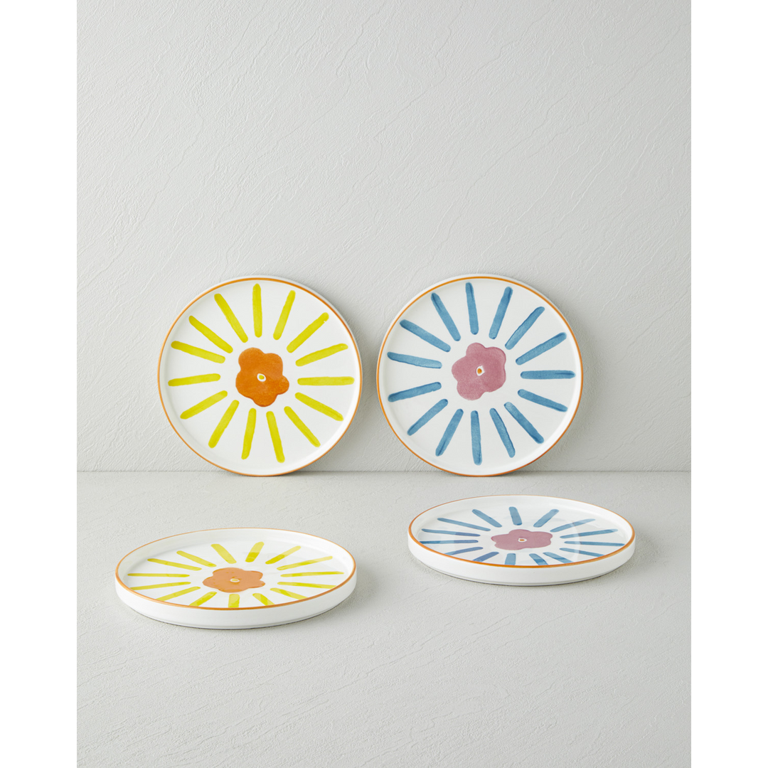 EH Living Sunflowers Ceramic 4 Pcs Cake Set 20 Cm Colored