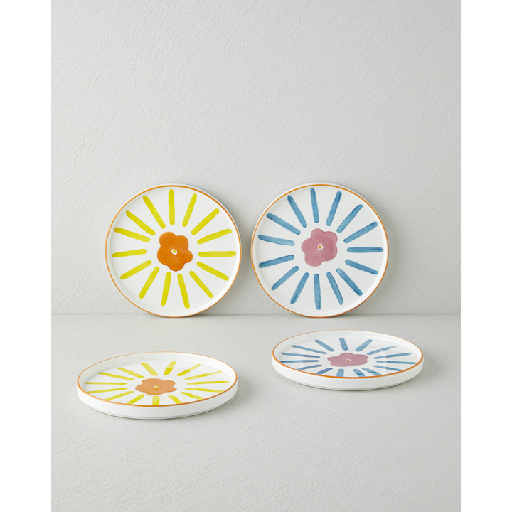 EH Living Sunflowers Ceramic 4 Pcs Cake Set 20 Cm Colored