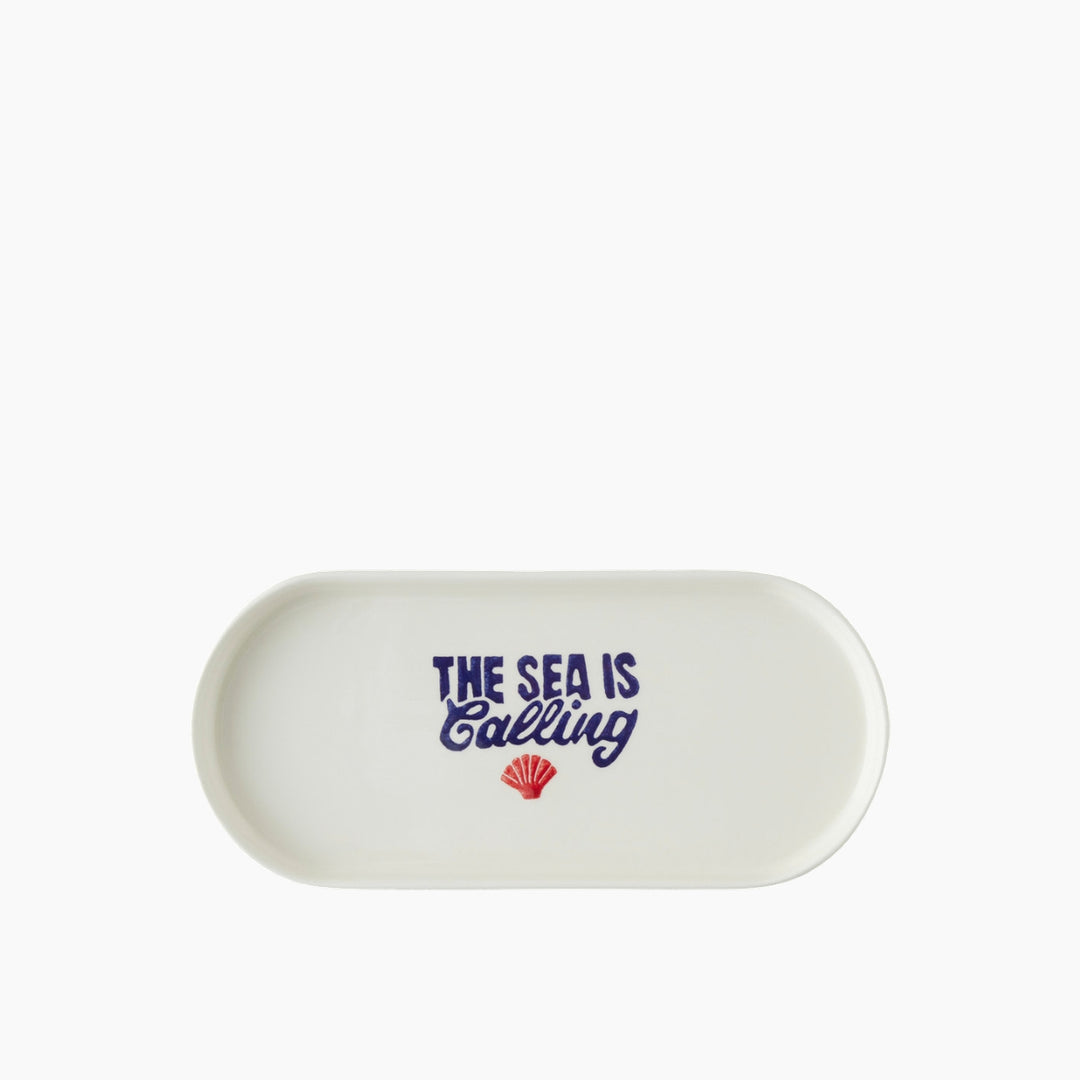EH Ceramic Rectangular Plate Navy Blue - Red