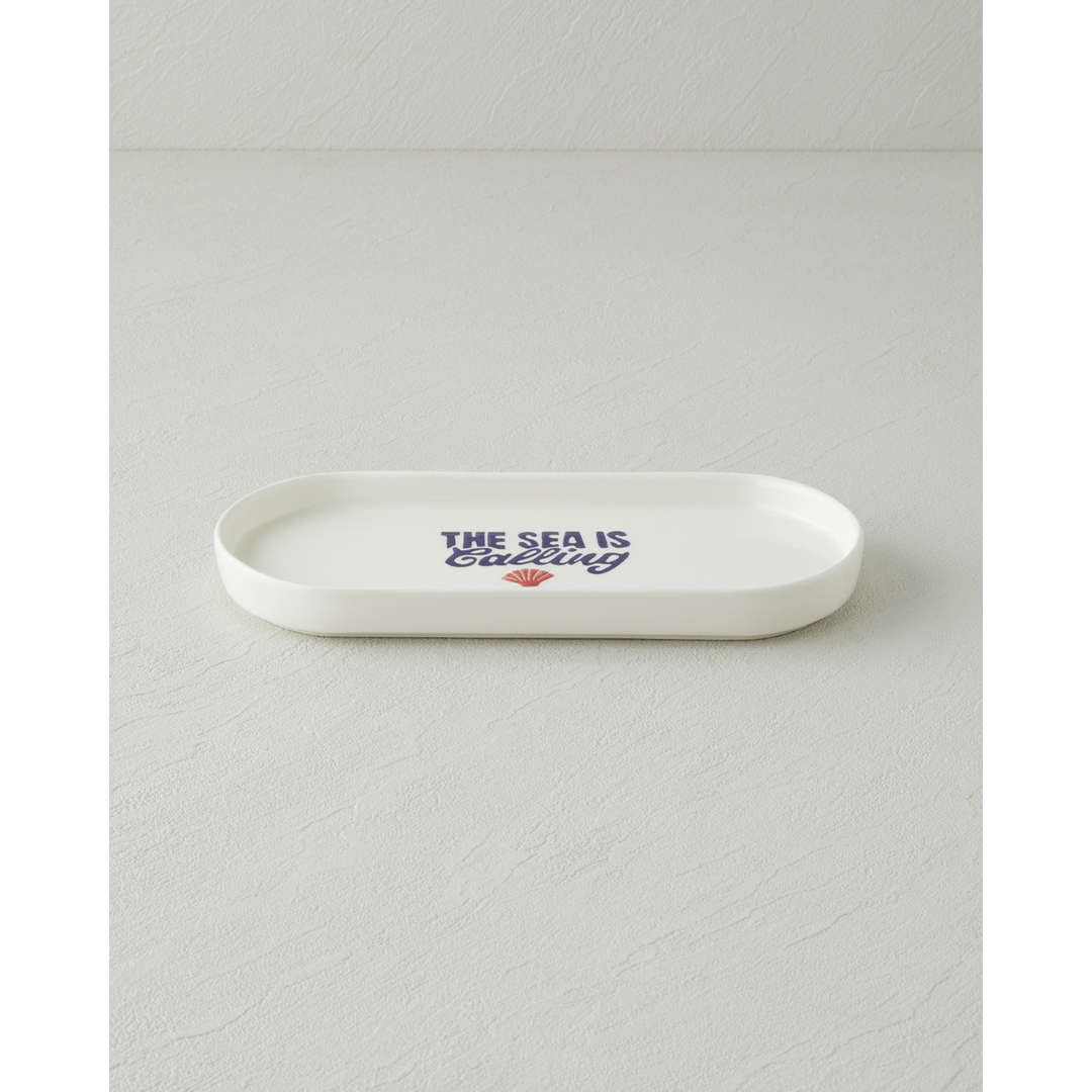 EH Ceramic Rectangular Plate Navy Blue - Red