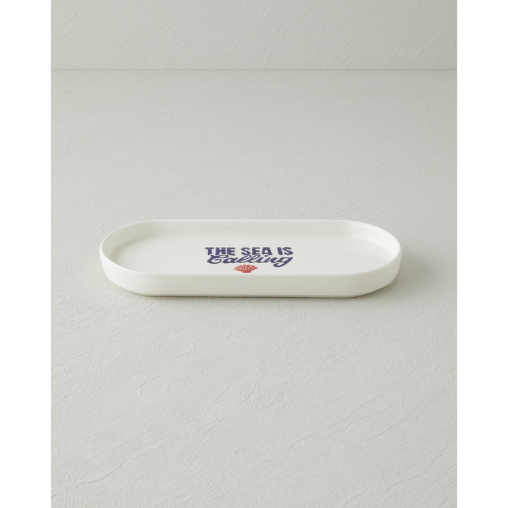 EH Ceramic Rectangular Plate Navy Blue - Red