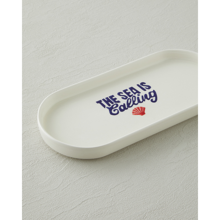 EH Ceramic Rectangular Plate Navy Blue - Red