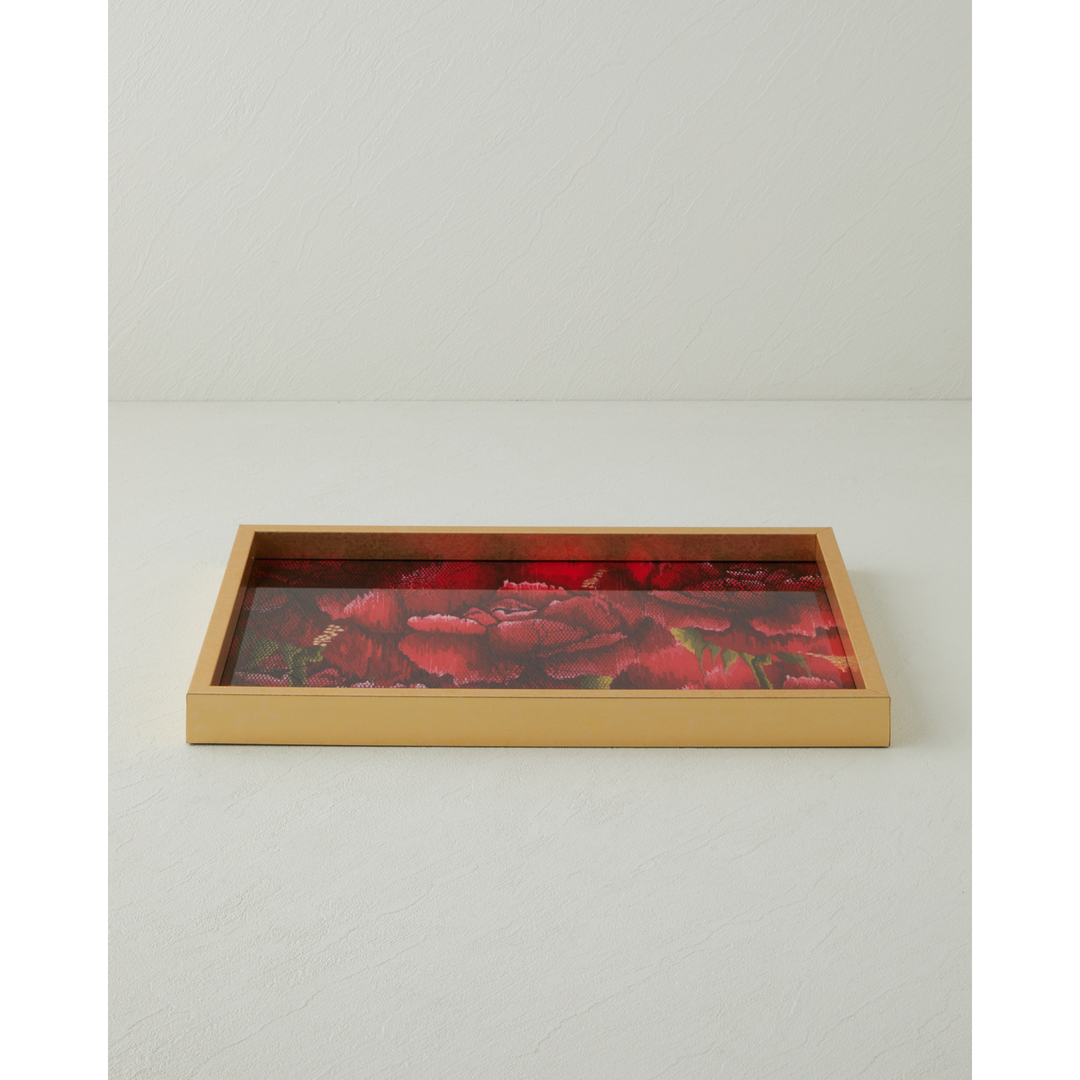 EH Living Rose Scent Glass Decorative Tray 30 X 42 Cm