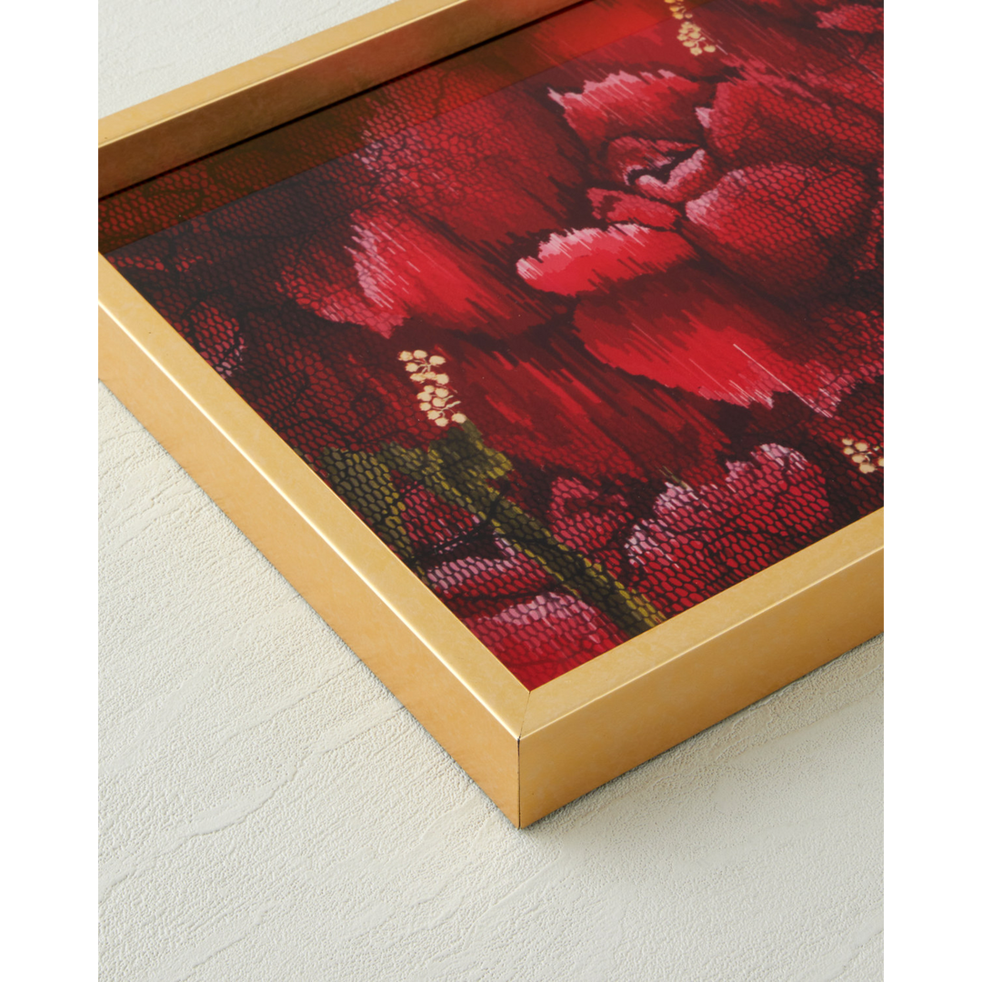 EH Living Rose Scent Glass Decorative Tray 30 X 42 Cm