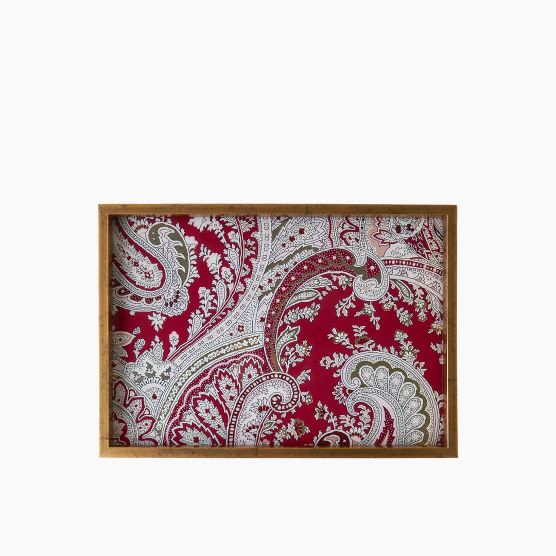EH Carolie Glass Decorative Tray Maroon