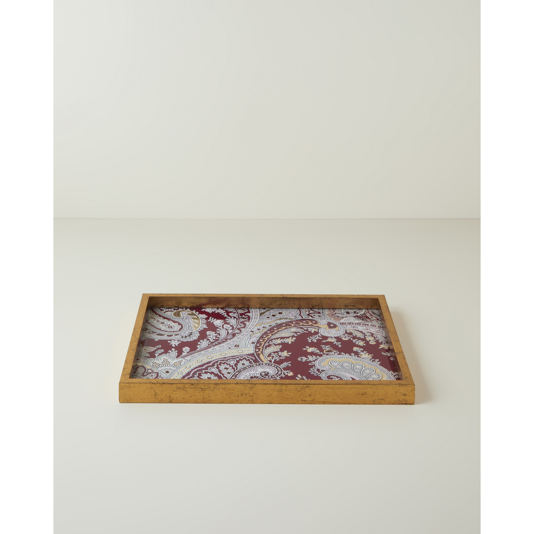 EH Carolie Glass Decorative Tray Maroon