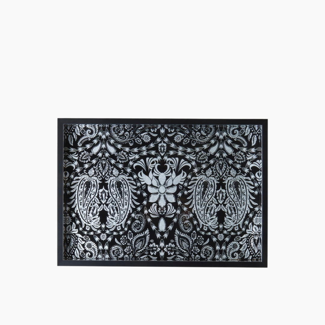 EH Solene Glass Decorative Tray Black - White