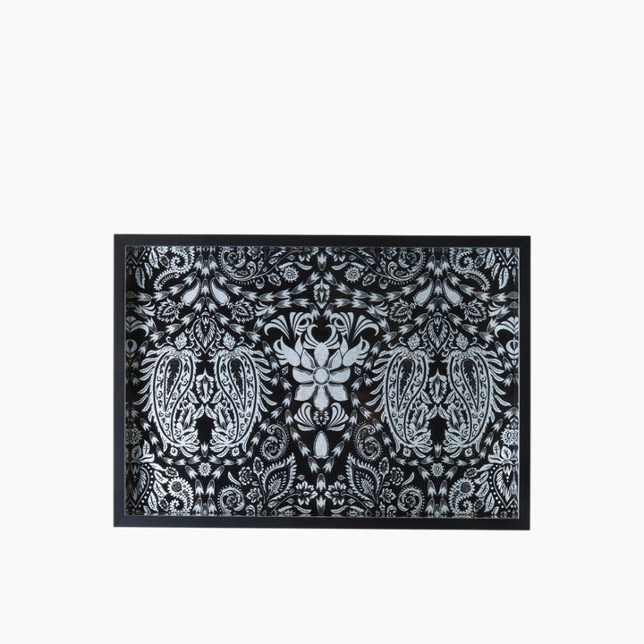 EH Solene Glass Decorative Tray Black - White