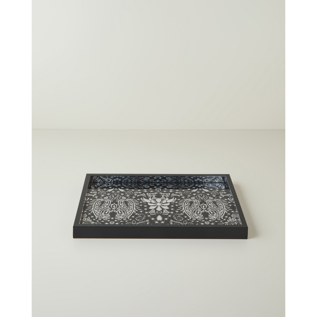 EH Solene Glass Decorative Tray Black - White