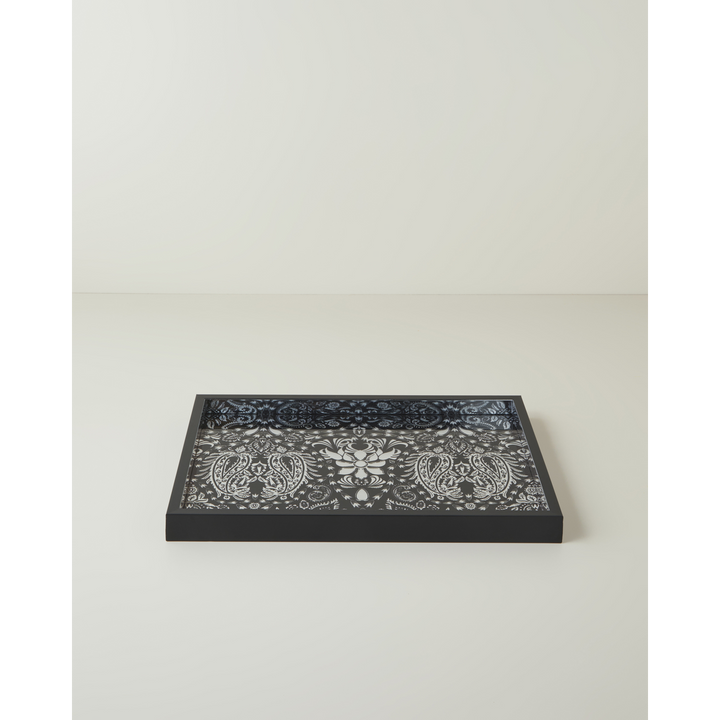 EH Solene Glass Decorative Tray Black - White