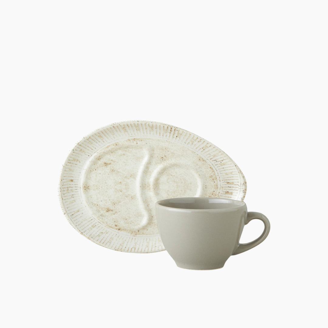 EH Ceramic 2 Pieces 1 Servings Tea Cup 225 Ml Cream - Stone