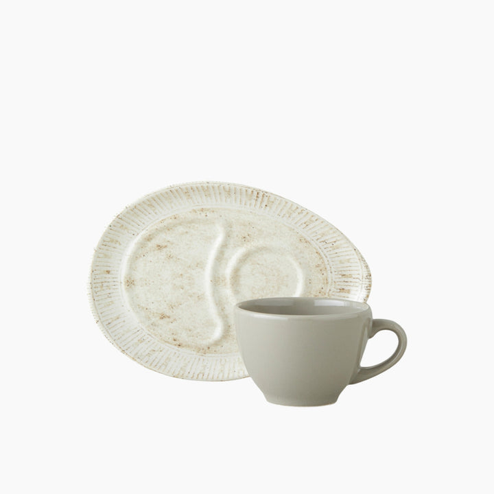 EH Ceramic 2 Pieces 1 Servings Tea Cup 225 Ml Cream - Stone