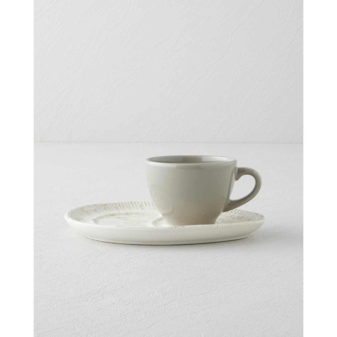 EH Ceramic 2 Pieces 1 Servings Tea Cup 225 Ml Cream - Stone