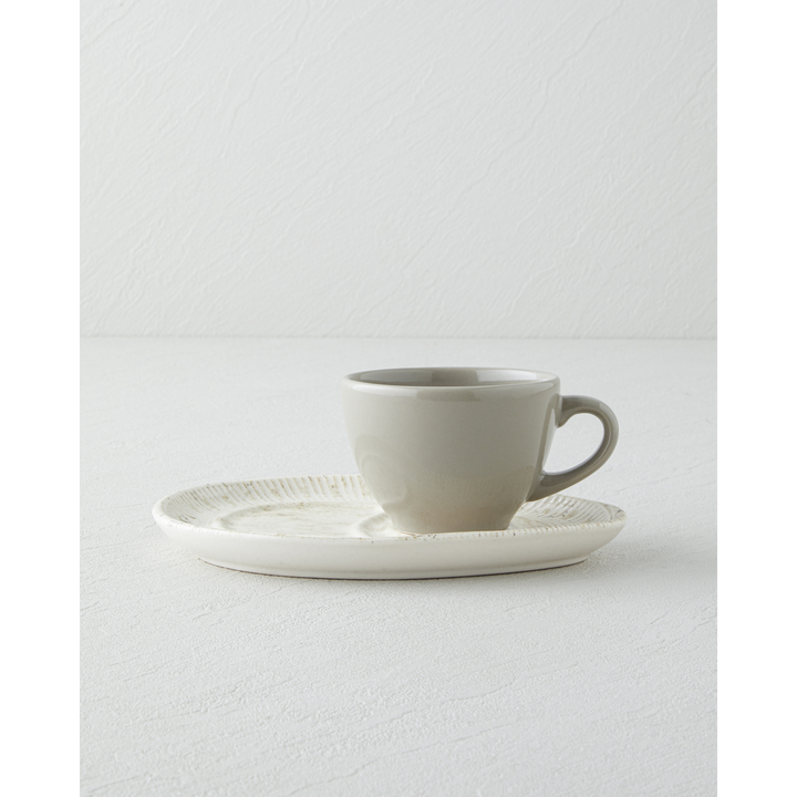 EH Ceramic 2 Pieces 1 Servings Tea Cup 225 Ml Cream - Stone