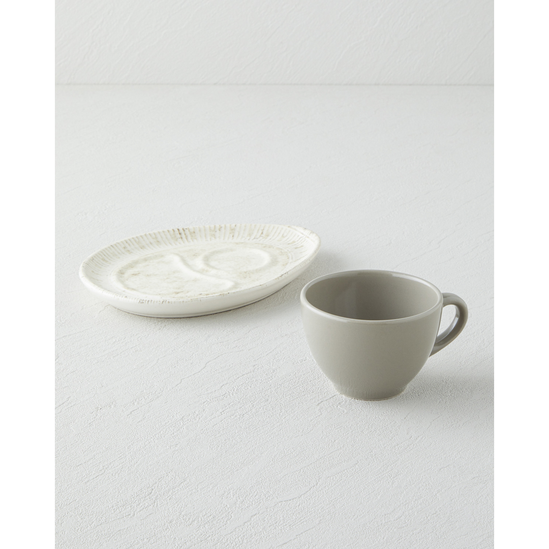 EH Ceramic 2 Pieces 1 Servings Tea Cup 225 Ml Cream - Stone