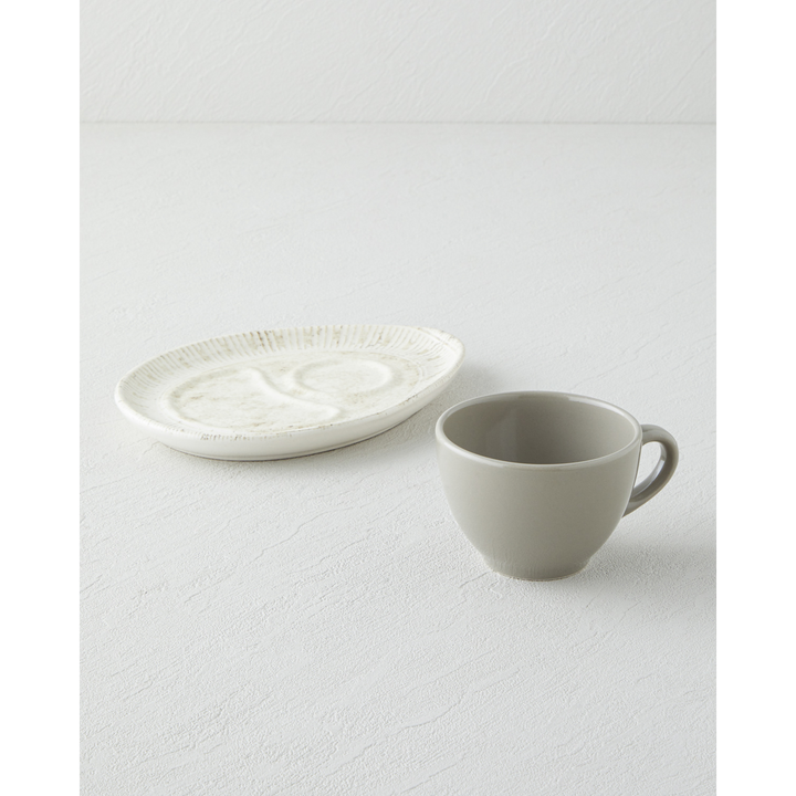 EH Ceramic 2 Pieces 1 Servings Tea Cup 225 Ml Cream - Stone