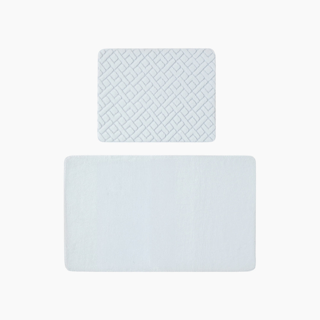 EH Gridline Anti-Slip Base Bath Mat Set 60 X 100 Cm + 50 X 60 Cm  White