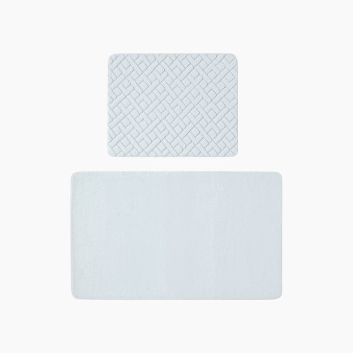 EH Gridline Anti-Slip Base Bath Mat Set 60 X 100 Cm + 50 X 60 Cm  White