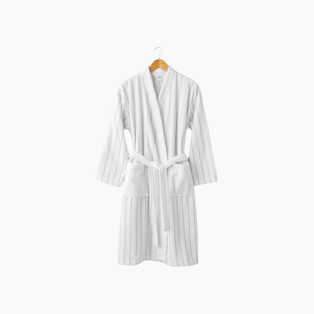 EH Cotton Bathrobe L-XL White - Gray