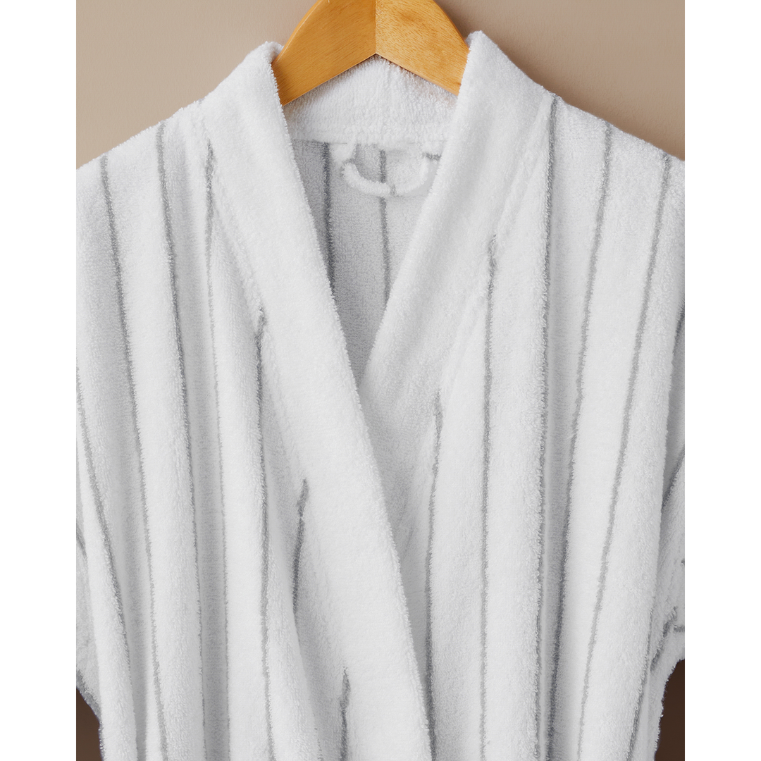 EH Cotton Bathrobe L-XL White - Gray